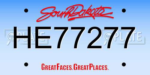 HE77277 South Dakota License Plate