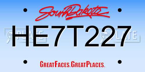 HE7T227 South Dakota License Plate
