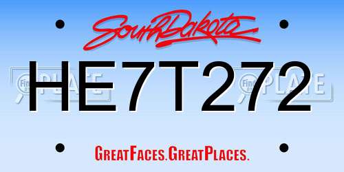 HE7T272 South Dakota License Plate