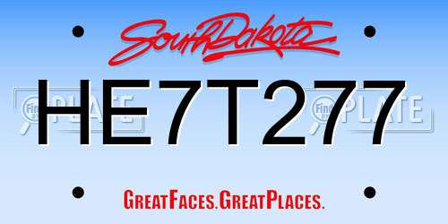 HE7T277 South Dakota License Plate