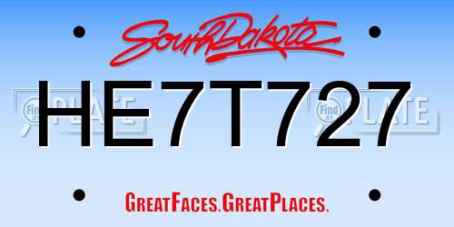HE7T727 South Dakota License Plate