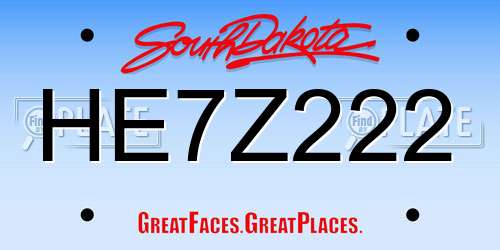 HE7Z222 South Dakota License Plate