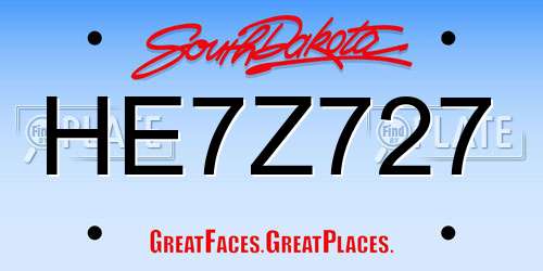 HE7Z727 South Dakota License Plate
