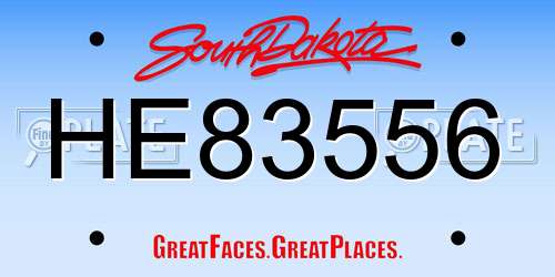 HE83556 South Dakota License Plate