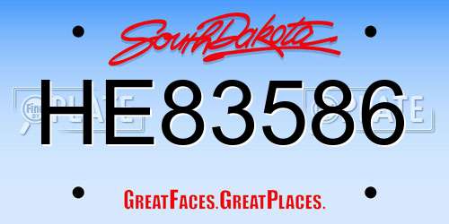 HE83586 South Dakota License Plate