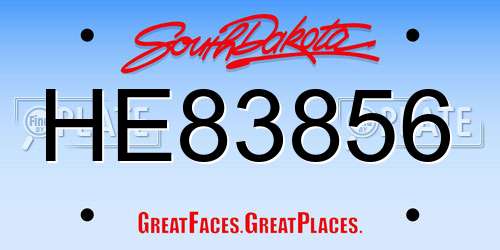 HE83856 South Dakota License Plate