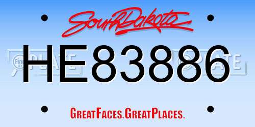 HE83886 South Dakota License Plate