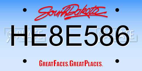 HE8E586 South Dakota License Plate