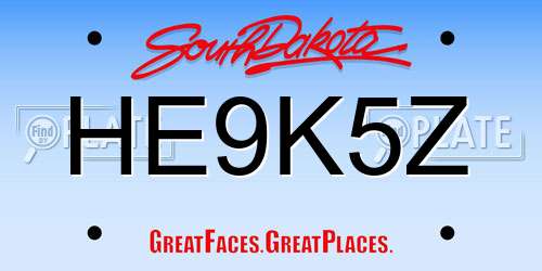 HE9K5Z South Dakota License Plate