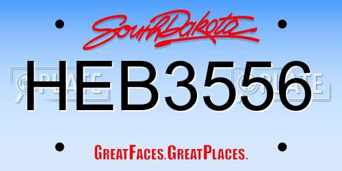 HEB3556 South Dakota License Plate
