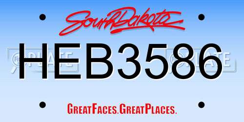 HEB3586 South Dakota License Plate