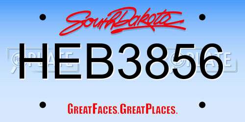 HEB3856 South Dakota License Plate