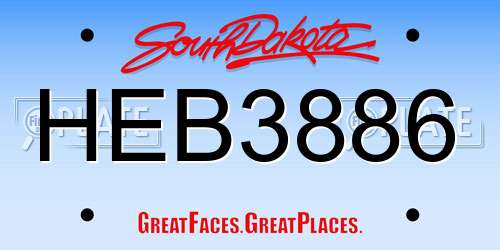 HEB3886 South Dakota License Plate