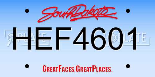 HEF4601 South Dakota License Plate
