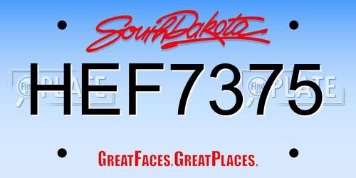 HEF7375 South Dakota License Plate