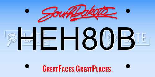HEH80B South Dakota License Plate
