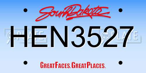 HEN3527 South Dakota License Plate