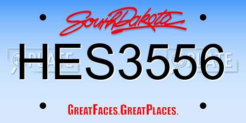 HES3556 South Dakota License Plate