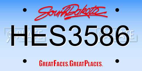 HES3586 South Dakota License Plate