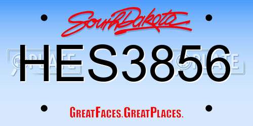 HES3856 South Dakota License Plate