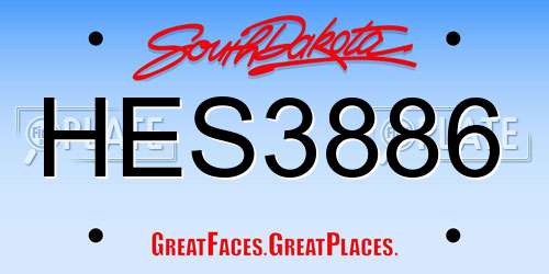 HES3886 South Dakota License Plate