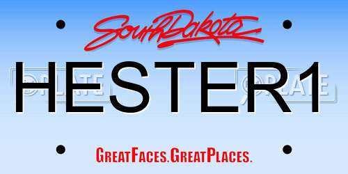 HESTER1 South Dakota License Plate