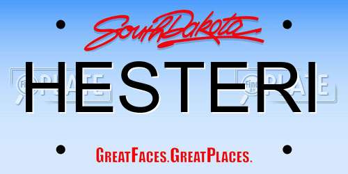 HESTERI South Dakota License Plate