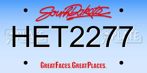 HET2277 South Dakota License Plate