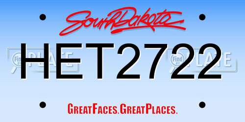 HET2722 South Dakota License Plate