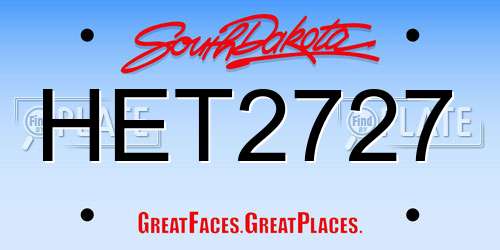 HET2727 South Dakota License Plate