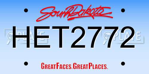HET2772 South Dakota License Plate