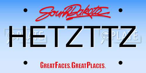 HETZTTZ South Dakota License Plate