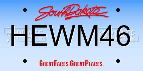 HEWM46 South Dakota License Plate