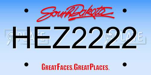 HEZ2222 South Dakota License Plate