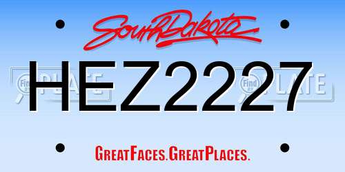 HEZ2227 South Dakota License Plate