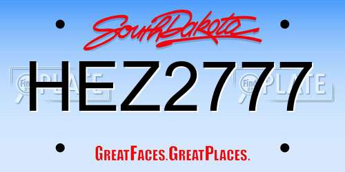 HEZ2777 South Dakota License Plate