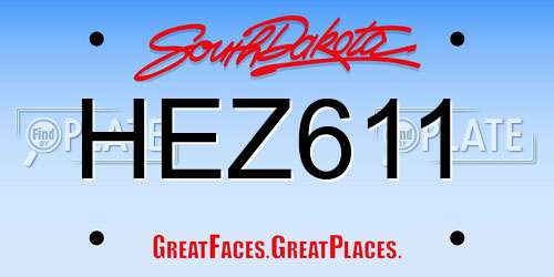 HEZ611 South Dakota License Plate