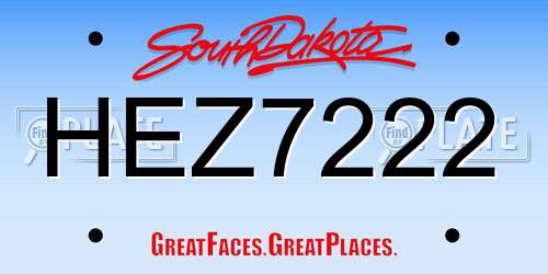 HEZ7222 South Dakota License Plate