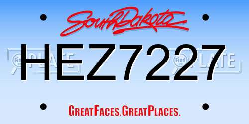 HEZ7227 South Dakota License Plate