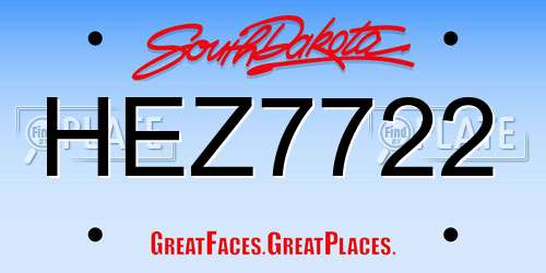 HEZ7722 South Dakota License Plate