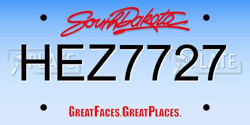 HEZ7727 South Dakota License Plate