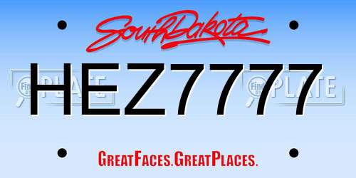 HEZ7777 South Dakota License Plate