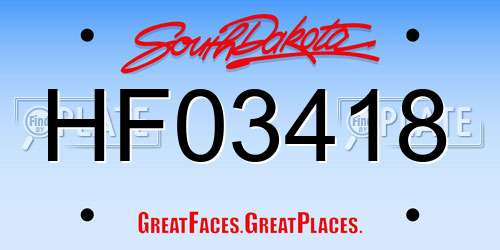 HF03418 South Dakota License Plate