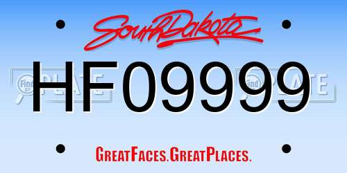 HF09999 South Dakota License Plate