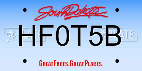 HF0T5B South Dakota License Plate