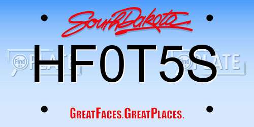 HF0T5S South Dakota License Plate