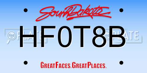 HF0T8B South Dakota License Plate