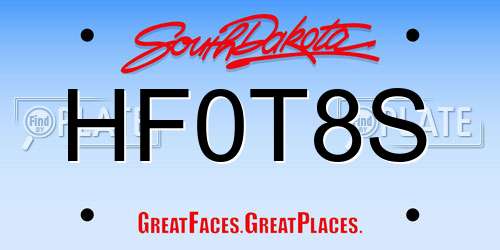 HF0T8S South Dakota License Plate