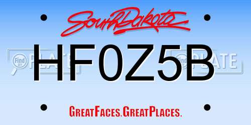 HF0Z5B South Dakota License Plate