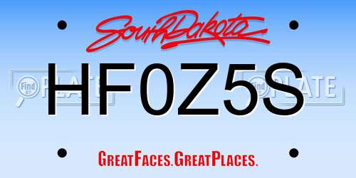 HF0Z5S South Dakota License Plate